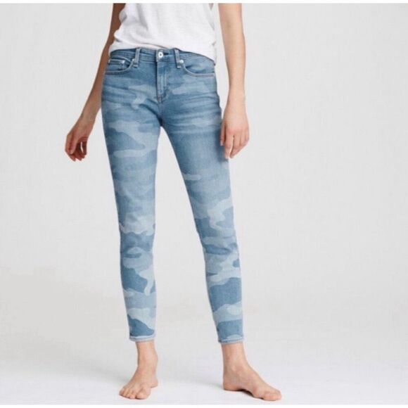 Rag & Bone Cate Mid-Rise Faded Camo Ankle Skinny Leg Jean 25 x 28 - Picture 1 of 10